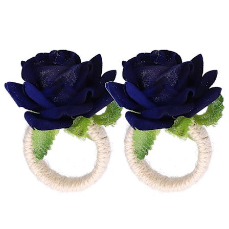 Moderne mørkeblå simulerede blomsterservietringe - 2 stk./pose til bryllupsbordsdekoration