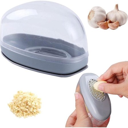 2 stk 2-i-1 hvitløkshakker, liten husholdningshvitløksknuser, matlagingsverktøy, 2-i-1 rustfritt stål hvitløkshakker og -hakker for kjøkken
