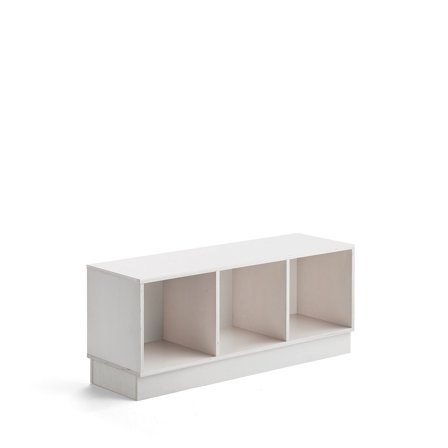 Lagereinheit RICO, mit Sockel, 3 Fächer, B 1200 mm, weiß