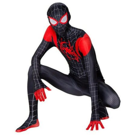 Spider-Man Into the Superhero Barn Miles Morales Cosplay Voksen H - i svart-FD13- svart 110cm
