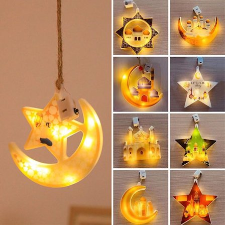 Eid Mubarak LED-lys Stjerne Måne Ramadan Dekorasjon