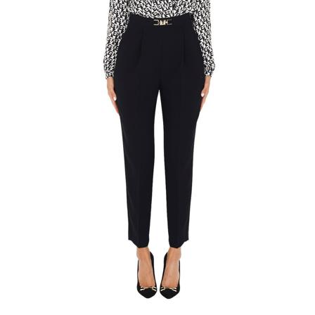 Elisabetta Franchi, Trousers with diamond logo Czarny, Kobieta, Rozmiar: M
