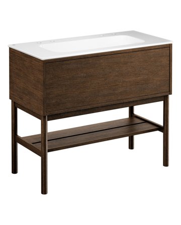 Gustavsberg Ducentic GB71DCVU10AWWB22LF Kommodpaket med ben, 100 cm, brun ek/vit, 2 blandarhål Brun ek/Vit, Badrum