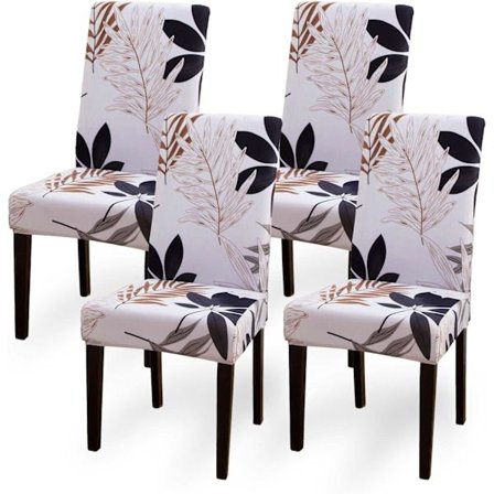 Stolsöverdrag, stretchigt matstolsöverdrag 4-pack, avtagbart tvättbart dekorationsöverdrag för stolar