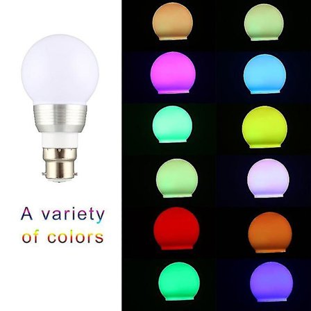 3W B22 16 Farver RGB LED Lys Pære Fjernbetjening