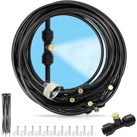 15M Udendørs Terrasse Tågemaskine, Tågesystem Tåge Kølesystem, Tågeslange Sæt til Have Parasol Trampolin Drivhus Swimmingpool (18 Dysers)