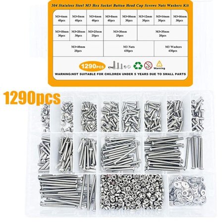 1290 stk metrisk skrue Asortiment Knaphoved sekskantet hætte