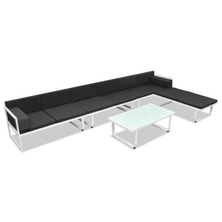 Vidaxl Loungeset För Trädgården 5 Delar Textilene Aluminium Svar Svart