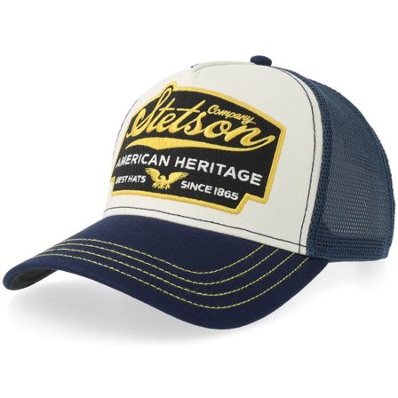 Stetson - Blå trucker Keps - American Heritage White/Navy Trucker @ Hatstore