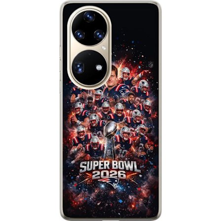 Kompatibelt Mobildeksel til Huawei P50 Pro Super Bowl 2026 plakat med New England Patriots og NFL-trofe i eksplosiv sportsdesign