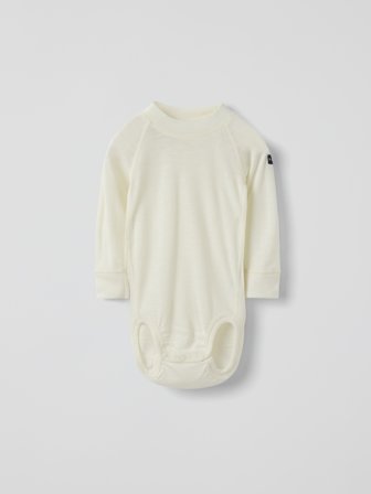 Polarn O. Pyret - Long-sleeve babygrow merino wool - 62|68 - Childrenswear - white