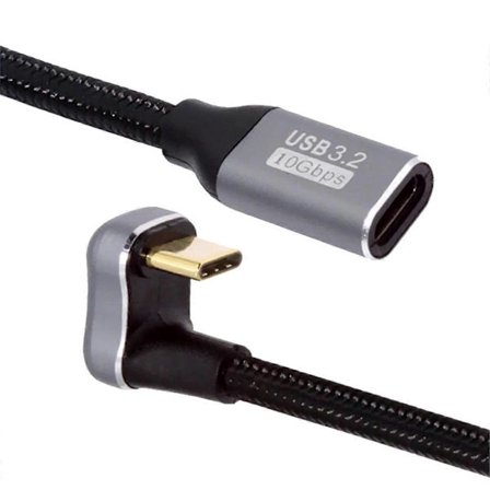 5A Förlängningskabel Typ C Hane till USB C Hona PD100W Snabbladdningskabel Förlängare 90 Graders U-form