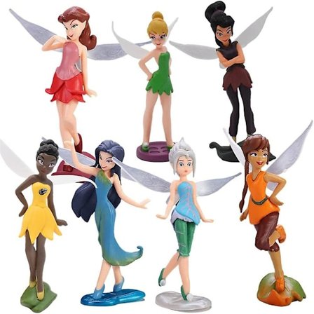 7 stk./sæt Tinkerbell Blomsterfe Figur Legetøjssæt Kagefigur Dekoration Festartikler Gaver