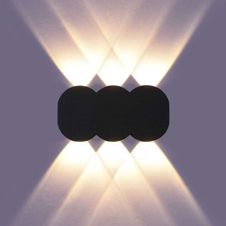 Modern 6W LED innervägglampa, rektangulär upp- och nedåtriktad spotlight vägglampa, aluminium vägglampa 3000K varmt vitt ljus, svart