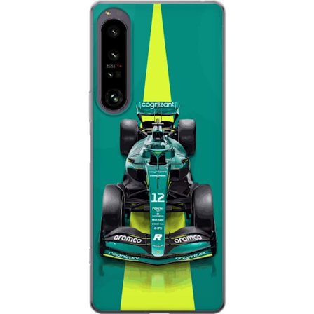 Yhteensopiva Puhelinkuori Sony Sony Xperia 1 IV Aston Martinin Formula 1 -auto vihreässä kilpailumuotoilussa, jossa on moderni studiosentuntma