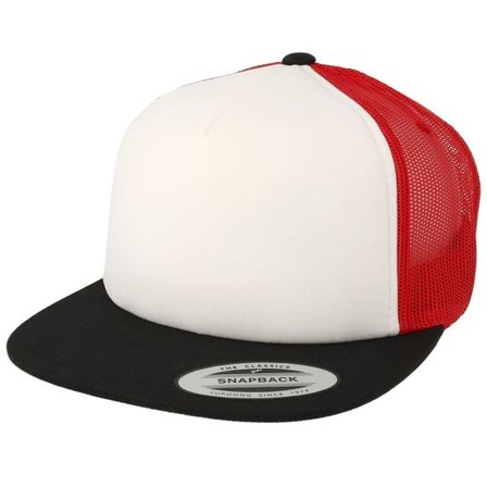 Yupoong - Röd trucker Keps - Black/White/Red Trucker @ Hatstore