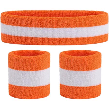 Set (3 delar) Sportpannband Handled Randiga svettband Armband Atletisk och pannband Fuktavledande svettabsorberande pannband