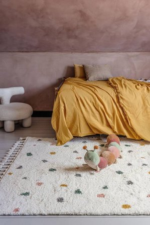 Tappeto Bambini Peloso Puntini Confetti Bianco Sporco Piccolo Oeko-Tex