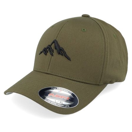 Wild Spirit - Grön flexfit Keps - Mountain 3d Black/Olive Flexfit @ Hatstore