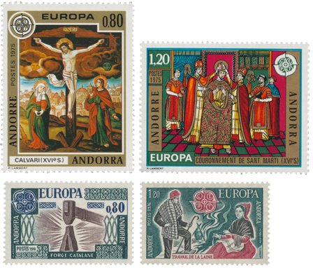 Fransk Andorra 1975/1976 - YT 243/244 + 253/254 - Postfrisk