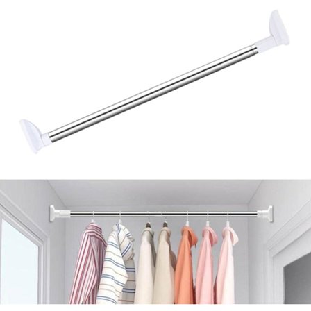 Uttrekkbar dusjstang - 50-80 cm - 25 mm diameter - Sølv