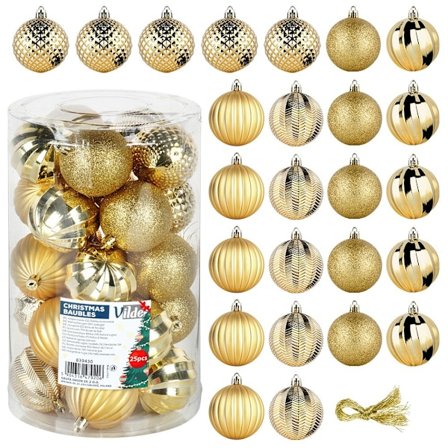 Särkymättömät joulukorut kulta 6 cm 25 kpl.