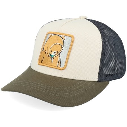 Kinder Kiddo Cap - Grün trucker Cap - Kinder Smiling Teddy Ivory/Black/Dark Mesh A-Frame Trucker @ Hatstore
