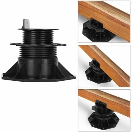 Svart tre- eller kompositt terrassefot Terrassefot for justerbar plate 60-140 mm 10x - Svart