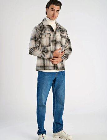 Lindbergh Wool Touch Check Overshirt - Brown - XXL