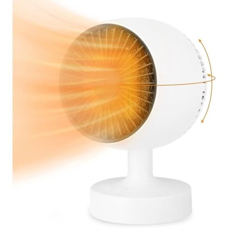 Nokeso PTC Sähköinen Puhallinlämmitin 500W, 120° Ylös ja Alas Säätö + 160° Vasen/Oikea Säätö, 3 Lämmitystilaa, Kosketuspainike, Kylpyhuone Toimisto