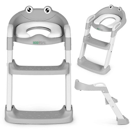 Toalettsits för barn med trappsteg och stege, blå, ECOTOYS