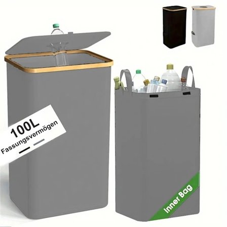 /EA/ Indsamlingsbeholder til pantflasker | Flaskeopbevaring med hul til køkken, opbevaringsrum, flaskepose, (grå)