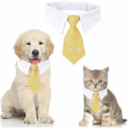 Katte- og hundehalstørklæde Justerbart kattehalstørklæde kæledyrshalstørklæde til små hunde hvalpetilbehør (S, stjerne gul)