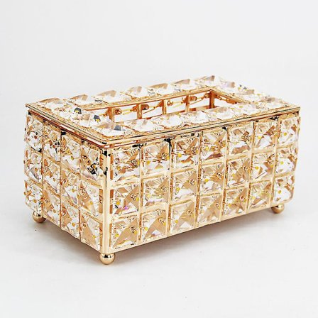 Rektangulär kristallvävnadslådeöverdrag, dekorativ papperslåda, servetthållare, ansiktsvävnadshållare, används i kök matsal, badrum, skrivbord, guld