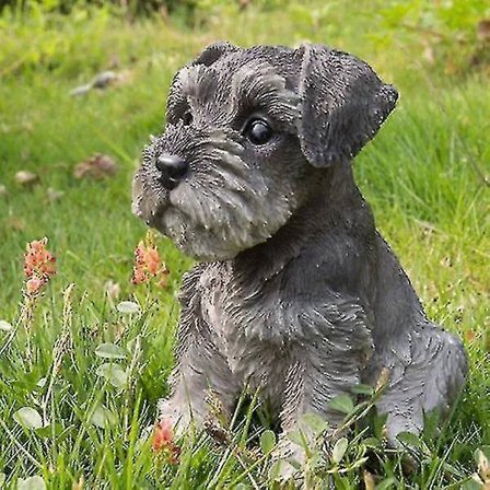 Istuvainen Schnauzer-pentu patsas hartsi nurmikko veistos supersöpö puutarha piha sisustus-Yvan