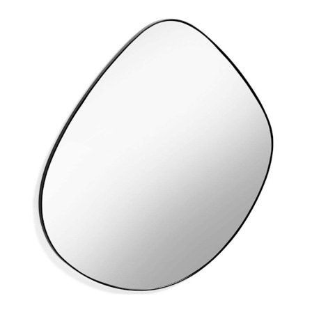 Sort ovalt spejl, MDF-ramme, 60x67 cm