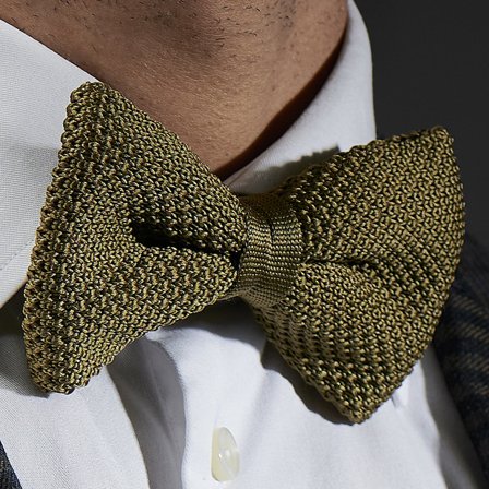 Papillon verde pisello lavorato a maglia per uomini - Papillon pre-annodati