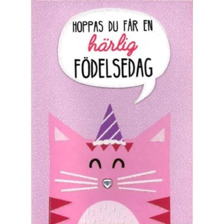 Fødselsdagskort Børn, Kat - Spader