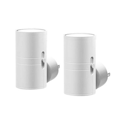 Hvide Moderna LED Natlamper 2-pak - Vægstikmontering - Varmt hvidt lys - 0-100 Lumen Dæmpbar - Bevægelsessensor - Til Soveværelse og Gang