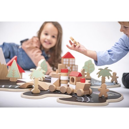 Byggset Tre Öar i trä 68 delar - Lyreco - Skola och förskola - Lekmaterial - Bygglek, konstruktion och mosaik