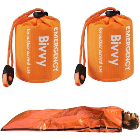 Nødsoveposer 2-pak - Vandtæt vindtæt overlevelsesly, termisk bivuaksæk til camping, vandreture og udendørs beskyttelse