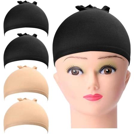 Perukmössor 4 st Stretchig Nylon Strumpbyxa Perukmössa Ultra Tunn Unisex 2 Black+2 Beige