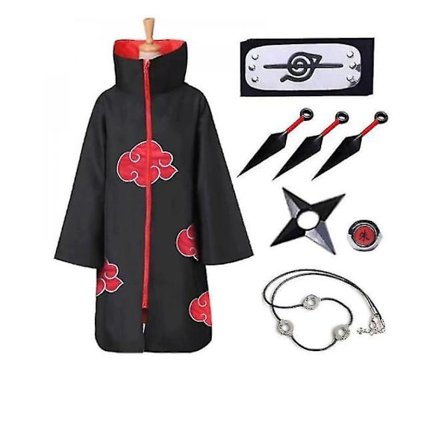 Akatsuki cape anime robe halloween cosplay lång cape set om 8 zy