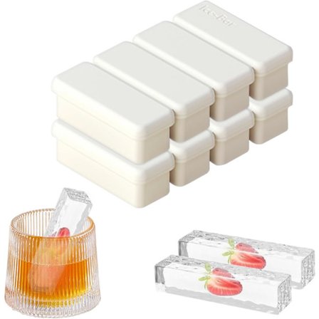 Silikonisbitsformar med lock för frysen, premium stapelbara stora isbitsformar för whisky, bakning, enkel frigöring (vit) 2-pack