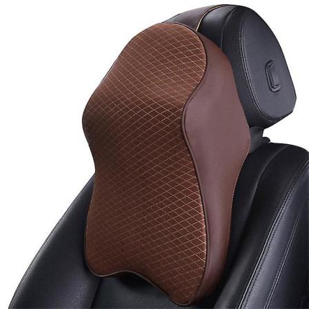 Auton niskatyyny Säädettävä pääntuki 3D-muistivaahto Auto Niskatuki Matkatyyny Kaulan tuki Pidike Istuinsuojat Auton muotoilu(ruskea)
