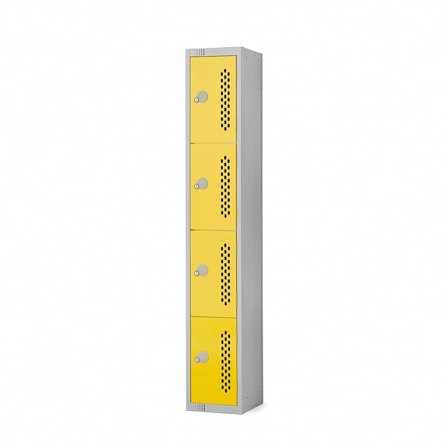 Elite perforated locker, 4 door, 1800x300x300 mm, yellow