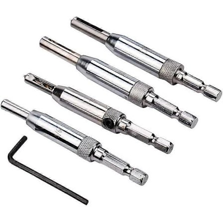 Självcentrerande borr - Set med 4 HSS snickeriverktyg för centrering av gångjärn