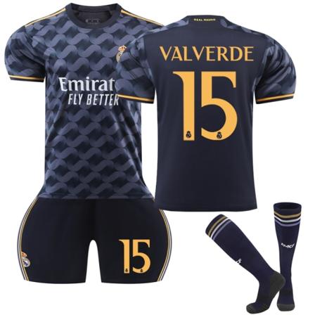 2023-2024 Real Madrid Borte Fotballdrakt for Barn Nr 15 Valverde-Xin 26