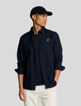 Lyle & Scott Long Sleeve Poplin Shirt - Navy - XL