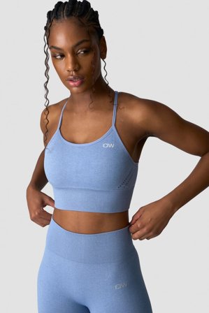Queen Mesh Seamless Sports Bra Metal Blue Melange